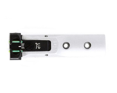 LPA TXT03F1- Rear sight with green fiber optic rear sight in silver finish with red fiber optic front sight (fitted using a 