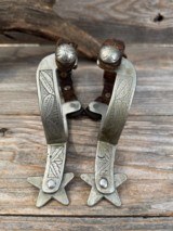 Canon City Double Mounted Engraved Spurs w/ Leather Spur Straps - 6 of 10