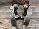 Canon City Double Mounted Engraved Spurs w/ Leather Spur Straps - 4 of 10