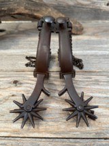 Les "GARCIA" Marked Silver Inlay Vaquero Spurs w/ Double Chains - BEAUTIFUL - 9 of 12