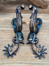 E. Garcia Blued/Silver Inlaid Revolver Spurs - 1 of 15