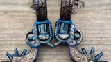 E. Garcia Blued/Silver Inlaid Revolver Spurs - 7 of 15