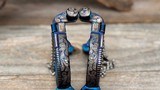 E. Garcia Blued/Silver Inlaid Revolver Spurs - 8 of 15