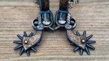 E. Garcia Blued/Silver Inlaid Revolver Spurs - 6 of 15