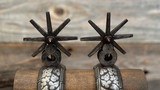 ANTIQUE Mexican Chihuahua LARGE Silver Inlaid Double Mount Spurs - GORGEOUS - 4 of 14