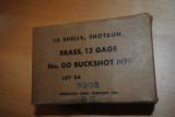 Brass hull 12 guage 00 buckshot, full box, Remington, military issue (?) - 1 of 5