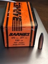 BARNES super premium "lead" core bullets .277 caliber 130 grain - 1 of 1