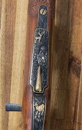 Elaborately Engraved Gold Inlaid Josef Hambrusch Mauser 98 Rifle with Scope - 13 of 17