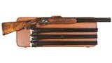 Cased Walter Kolouch Signed, Engraved, and Gold Inlaid Belgian Browning Superposed Shotgun Four Barrel Set with Case - 9 of 15