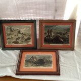 “The Buffalo hunt”and others colored newsprint from 1858