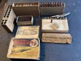 256 Newton cartridges 40 loaded and 26 pieces of brass and 50 vintage hollow .point256/6.5 bullets along with some Newton cardboard in rough condition - 3 of 3