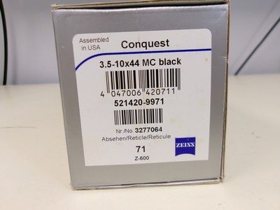 ZEISS CONQUEST 3.5-10X44MM MC HUNTING TURRETS #71 Z-600 Reticle - Image 10 of 10