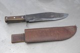 Very Large Hand Made Fighting Bowie Knife with Leather Sheath - 1 of 2