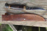 3 Mini Hunting Knives, Case, Kbar. Unknown Custom Made, Scabbards - 8 of 8