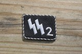 Original German WW 2 SS 2 Germania Hand Embroidered Runic Collar Tab - 1 of 2