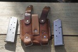 Leather WW 2 Ammo Pouch with Two Colt 45 Auto Magazine Clips - 2 of 2