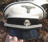 Allgemeine SS White Summer Named Officers Visor, Black Piped - 1 of 8