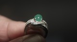 Columbian Emerald Womans Ring with Diamond Accents in Platinum - 1 of 3