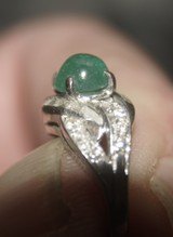 Columbian Emerald Womans Ring with Diamond Accents in Platinum - 3 of 3