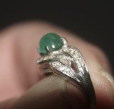 Columbian Emerald Womans Ring with Diamond Accents in Platinum - 2 of 3