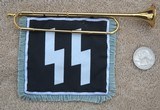 ADOLF HITLER STANDART EXACT REPRODUCTION OF A MINATURE FANFARE TRUMPET AND SS BANNER - 2 of 2