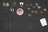 GERMAN WW 2 AWARD PINS AND DEVICES, SS, RAD, GOLD SPORTS BADGE PINS, RIBBON BAR DEVICES