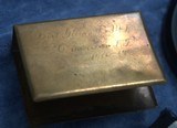 WW 1 INSCRIBED MATCH BOX HOLDER W/GOTT MIT UNS DEVISE SOLDERED TO ONE SIDE - 2 of 3