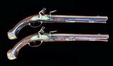 Pair of enormous brass barrel flintlock holster pistols - 1 of 14