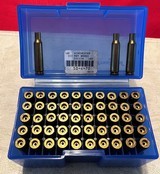 New Winchester .222 Rem brass in plastic ammo box - 53 count