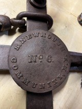 S. Newhouse No. 6 Grizzly Bear Trap, Riveted Teeth, 1860's Antique, Forged Springs, ROME On Base - 1 of 15