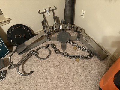 Sawtooth # 8 Bear Trap, much larger than the Newhouse # 6 Grizzly BearTrap