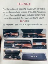 Zoli Z Sport 12ga Sporting Shotgun 32” Fixed .18/.22 Mint - Image 7 of 7