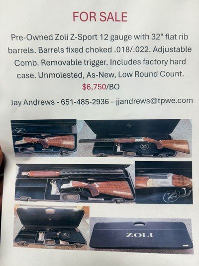 Zoli Z Sport 12ga Sporting Shotgun 32” Fixed .18/.22 Mint - Image 7 of 7