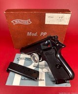 1968 WALTHER PP 7.65MM (32 ACP) BLUED W/PLASTIC GRIPS. Excellent Condition - 1 of 12