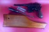 German Mauser Broomhandle 7.63x25mm C96, Stock Holster. Excellent Condition - 1 of 15