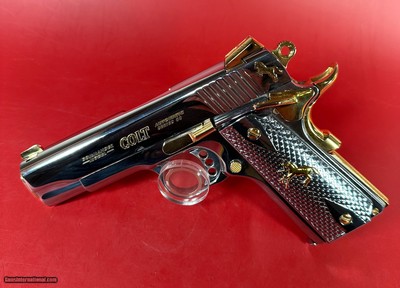 CUSTOM Colt 1911 High Polished Stainless, Engraved, Gold Plated. 38 Super.