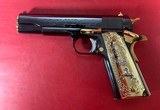 CUSTOM Colt 1911 High Polished Black, Engraved, Gold Plated. 45 ACP. - 10 of 15
