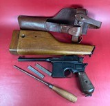 German Mauser Broomhandle 7.63x25mm C96, Stock Holster. Excellent Condition