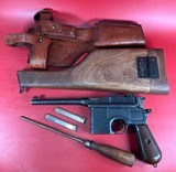 German Mauser Broomhandle 7.63x25mm C96, Stock Holster. Excellent Condition - 1 of 19