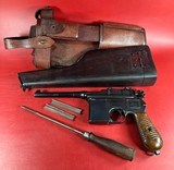German Mauser Broomhandle 7.63x25mm C96, Stock Holster. Excellent Condition - 1 of 19