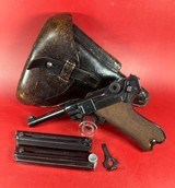 WWII 1942 Mauser BYF P08 Luger 9mm. Matching. Full Rig. Excellent condition - 1 of 18