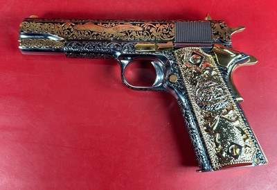 NIB CUSTOM Colt 1911 Government. Engraved, Gold Plated. .45 ACP. Stunning.