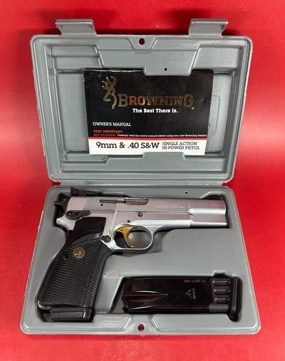 1996 Browning Hi power, Silver Chrome, Gold Trigger, Adj Sights, 9mm 2-10rd