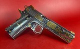 CUSTOM Colt 1911 Polished Stainless, Black, Engraved, Gold Plated 38 Super - 2 of 14