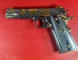 CUSTOM Colt 1911 Polished Stainless, Black, Engraved, Gold Plated 38 Super - 10 of 14