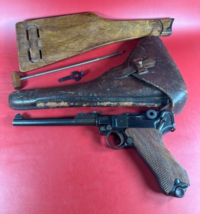 WWI 1917 DWM P08 Artillery Luger STOCK HOLSTER TOOLS 9mm Excellent MATCHING