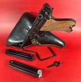 WWII 1942 Mauser P08 Luger BYF 9mm. Matching. Full Rig Excellent condition - 1 of 19