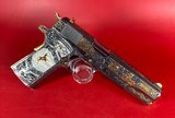 CUSTOM Colt 1911 Polished Stainless, Black, Engraved, Gold Plated 38 Super - 2 of 16