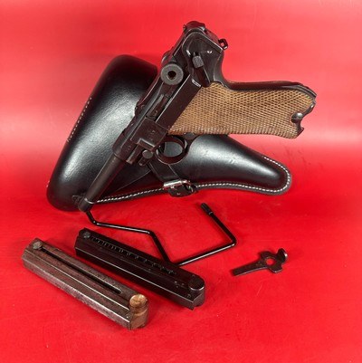 1916 German Erfurt P08 Luger 9mm Matching. Holster. Tool. 2 mags Excellent