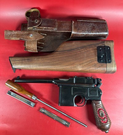 German Mauser C96 Broomhandle Red 9. 9mm luger. Excellent Condition. Rare